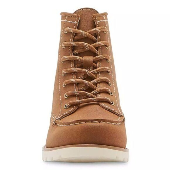 St. John's Bay Womens Boswell Wedge Heel Booties Color: Tan - Picture 5 of 5